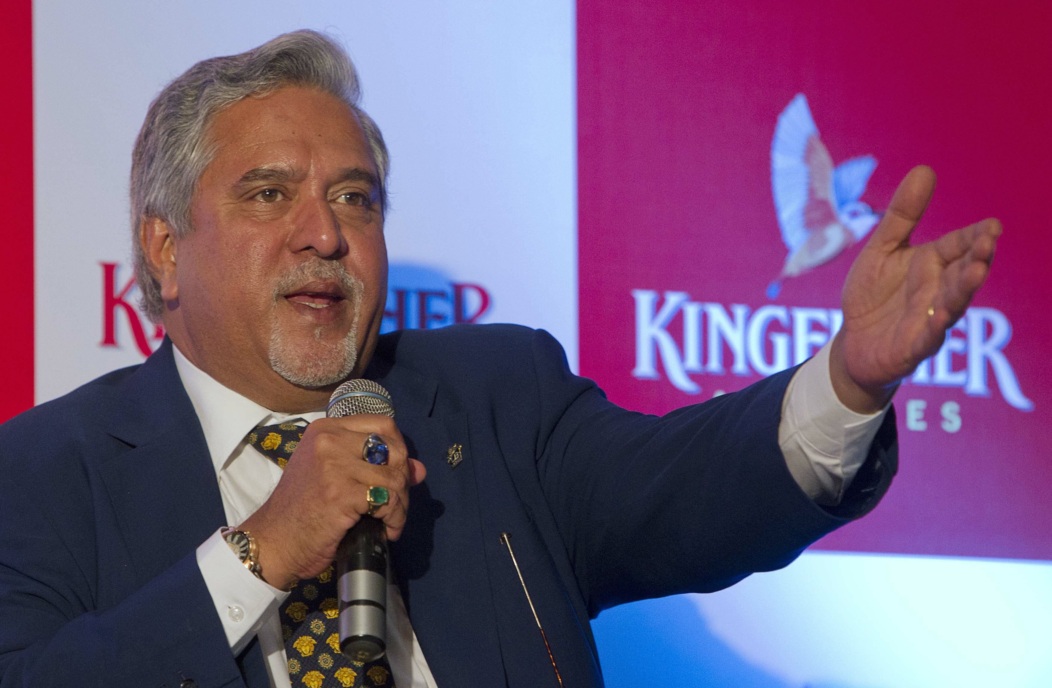 Kingfisher Airlines Chairman Vijay Mallya speaks to the media during a news conference in Mumbai